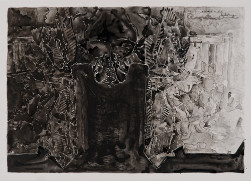 Jasper Johns. Untitled. 2013. Ink on plastic. 27 1/2 × 36" (69.9 × 91.4 cm). The Museum of Modern Art, New York. Promised gift from a private collection. © Jasper Johns/Licensed by VAGA, New York, NY. Photograph: Jerry Thompson