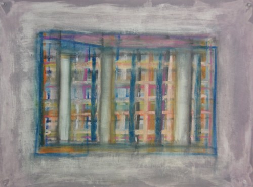 From "Windows" - mixed media on Stonehenge paper, cBasil King, 2014