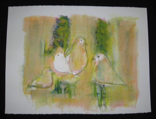 From the series, "A Pigeon in Delacroix's Garden." Mixed media on Strathmore paper, ©Basil King, 2014.